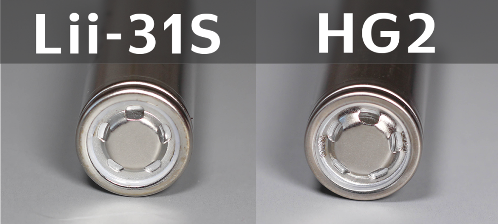 Liitokala 18650 Lii-31S и HG2 - плюсовые контакты Liitokala 18650 Lii-31S и HG2 - плюсовые контакты